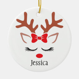 Rödnäsa i grå julklapp julgransprydnad keramik