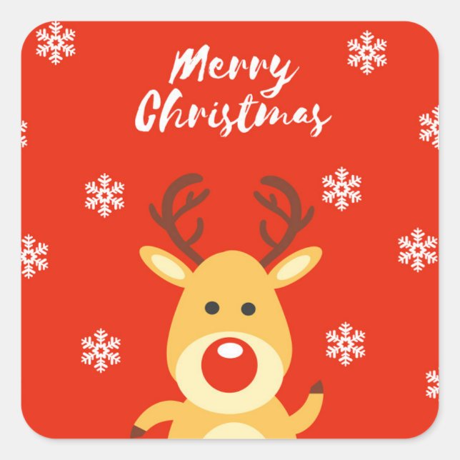 Rödnäsdeerb Fyrkantigt Klistermärke (Framsida)