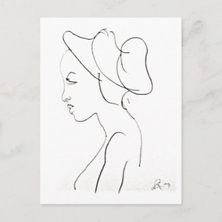 Rodney Artiles Sketch of a Woman Postcard Vykort