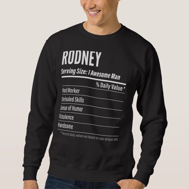 Rodney Servitör Storlek Nutrition Label Calories Lång Ärmad Tröja (Framsida)