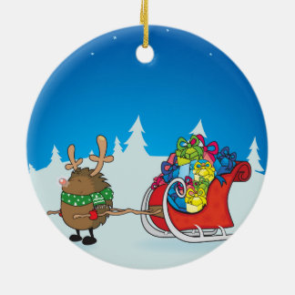 rödnosad hedgehog julgransprydnad keramik