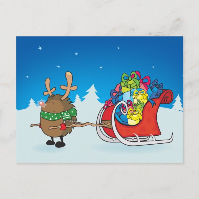 rödnosad hedgehog vykort (Framsida)