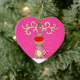 Rödnosad renröd och rosa ornament