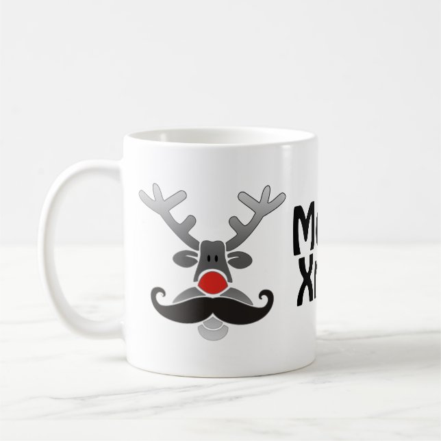 Rödnosige Rudolf med mustasch + din idé Kaffemugg (Vänster)
