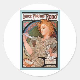 Rodo för LanceParfum ~ ~ Alphonse Mucha Runt Klistermärke