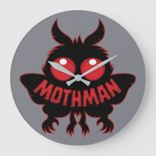Rödögd Mysterium Mothman Siluett Stor Klocka