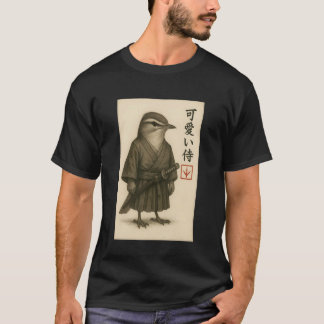 Rödögd Vireo Samuraj Bläck Konst Sumi-e Stil Nyhet T Shirt
