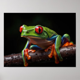 Rödögonad träd groda poster