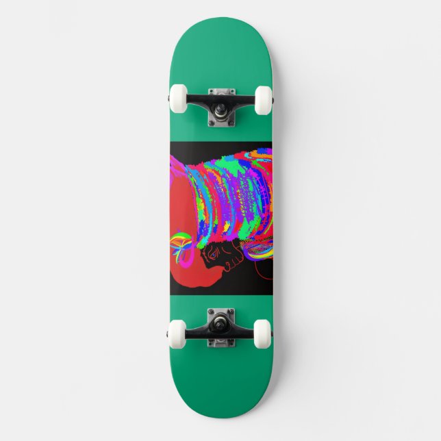 Rödorange Rävarrig Furstinna Skateboard (Framsida)