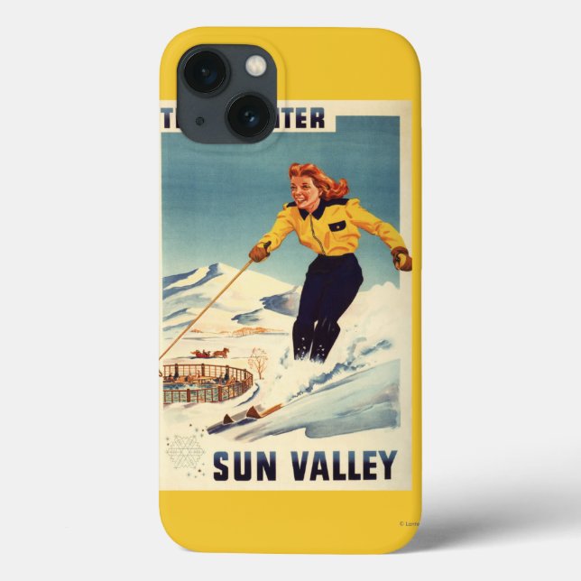 Rödövda kvinnor som log och Skiing Poster (Baksida)