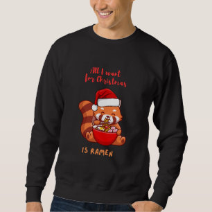 Rödpanda: Allt jag vill ha i jul är Ramen Lång Ärmad Tröja