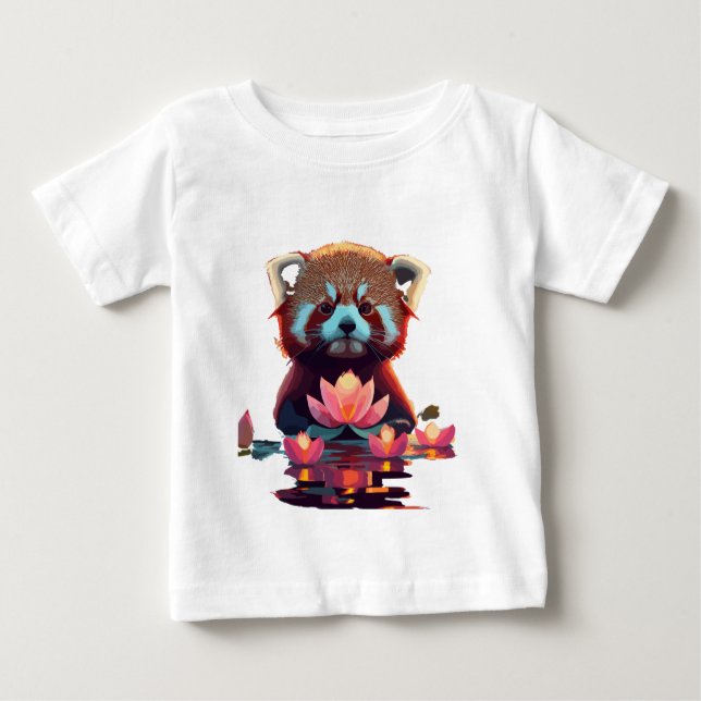 Rödpanda i en lotus damm t shirt (Framsida)