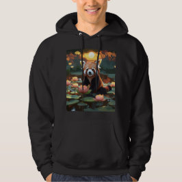 Rödpanda i lotus pond hoodie