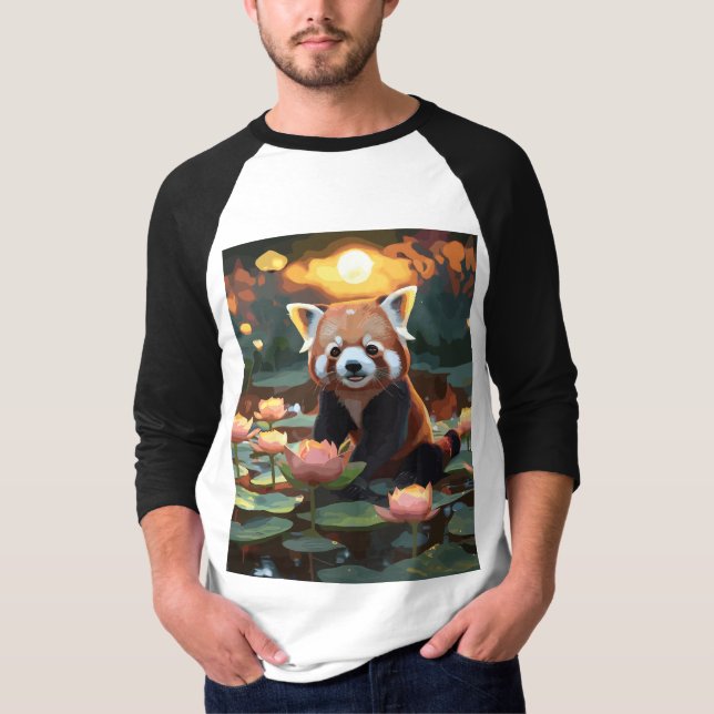 Rödpanda i lotus pond t shirt (Framsida)