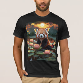 Rödpanda i lotus pond t shirt