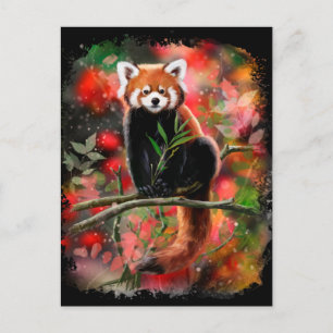 Rödpanda sitter på en gren vykort