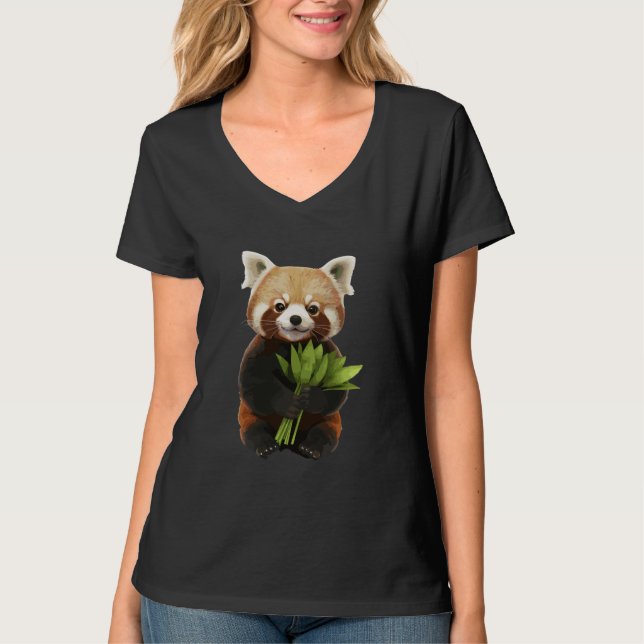 Rödpanda som håller en bukett blommor t shirt (Framsida)
