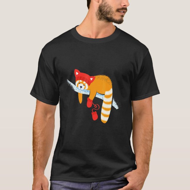 Rödpanda Spipande och tvättade röda handskar Spot  T Shirt (Framsida)