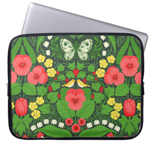 Rödpannor, fåglar och fjärilar laptop fodral
