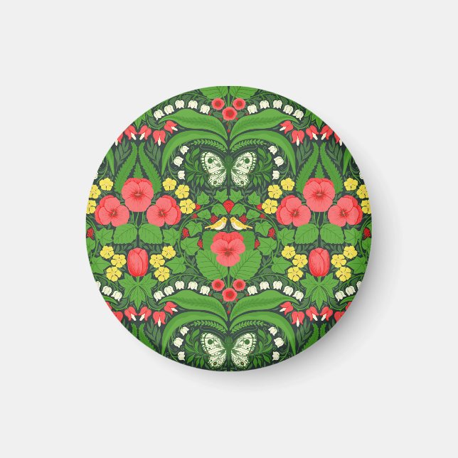 Rödpannor, fåglar och fjärilar magnet (Framsidan)
