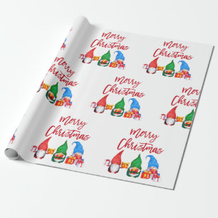 Rödpenselskript, julfärgade Gnomer Presentpapper