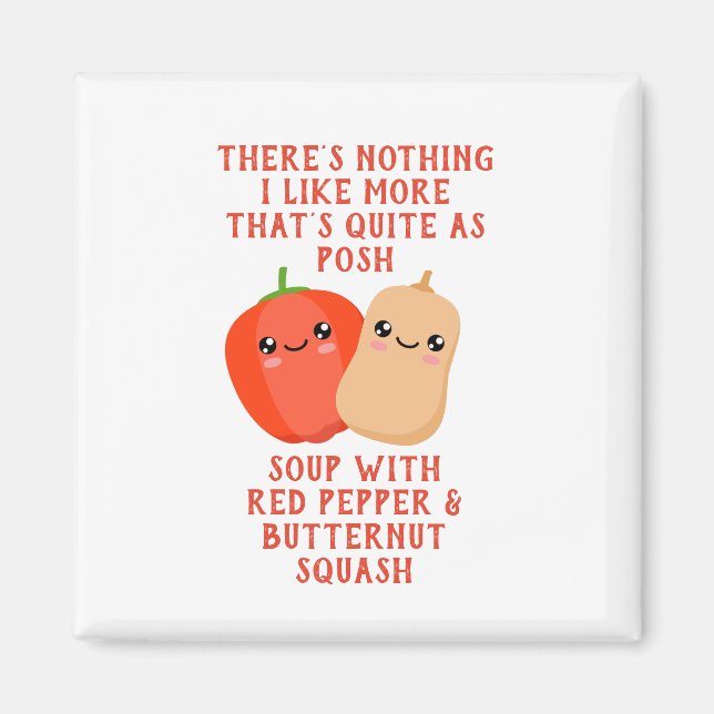 rödpeppar och butternut squash soppa magnet (Framsidan)