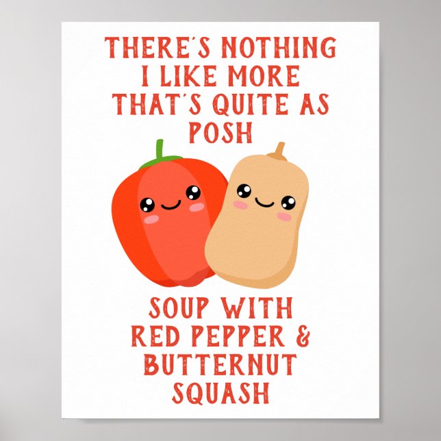 rödpeppar och butternut squash soppa poster (Framsidan)