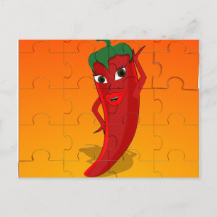 Rödpeppardiva Pussel Vykort