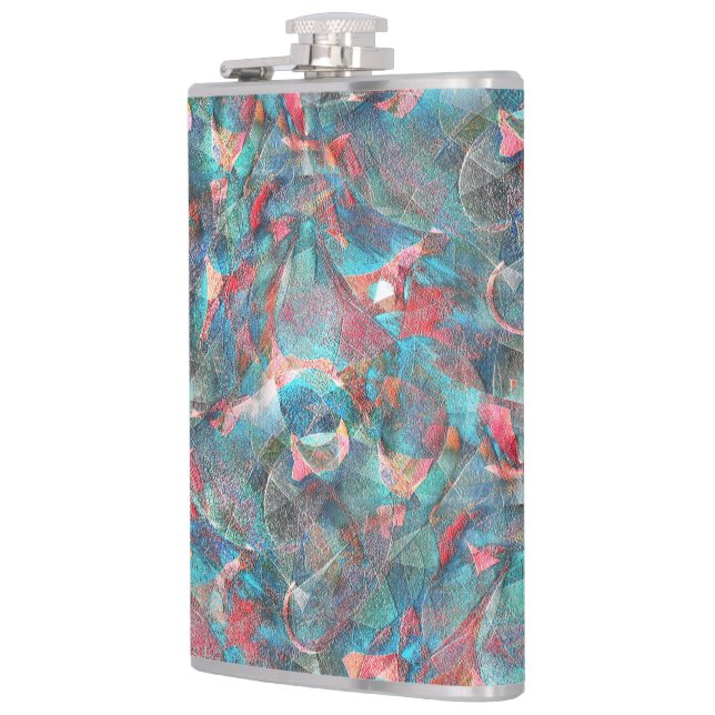 Rödpersika till cyan-fläckar på sketchy grov vägg fickplunta (Vänster)