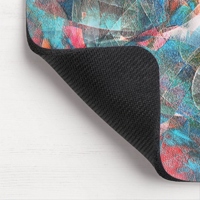 Rödpersika till cyan-fläckar på sketchy grov vägg musmatta (Hörn)