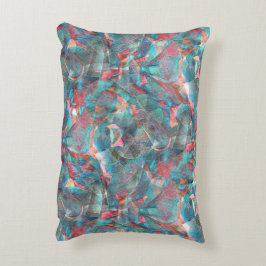 Rödpersika till cyan-fläckar på sketchy grov vägg prydnadskudde