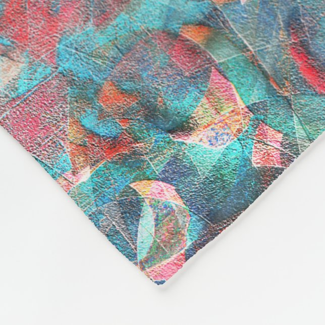 Rödpersikor och cyanfläckar på sketchtiska grova v fleecefilt (Hörn)