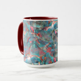 Rödpersikor och cyanfläckar på sketchtiska grova v mugg