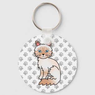 Rödpoäng Tabby Birman / Ragdoll Katt Illustration Nyckelring
