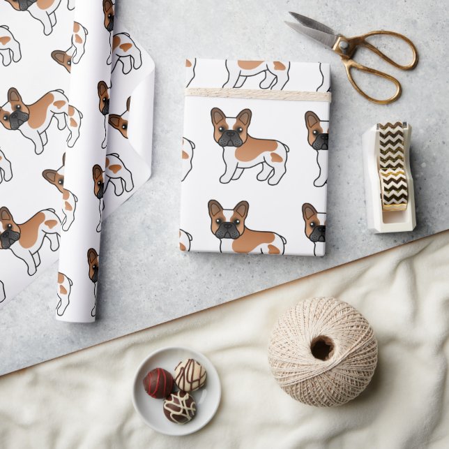 Rödprickig fransk bulldogg Söt tecknad hundmönster Presentpapper (Hantverk)