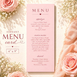 Rodrande Rosa och Röd Minimalistisk Bröllopsmenyko Meny