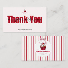 Rödrandig bakelsebutik Tack-kort Cupcake Visitkort
