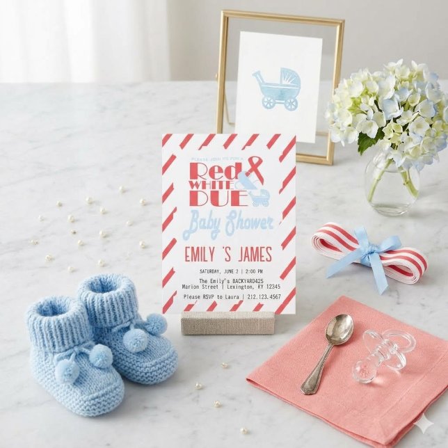 Rödrandig Coquette Baby Shower Inbjudningar (Skapare uppladdad)