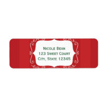 Rödrandig fantasiram jul-adressetikett