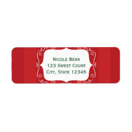 Rödrandig fantasiram jul-adressetikett returadress etikett