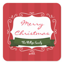 Rödrandig & Grön Whimsical Juldekal