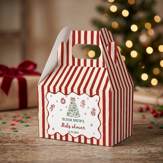Rödrandig julbabyfest presentaskar (Skapare uppladdad)