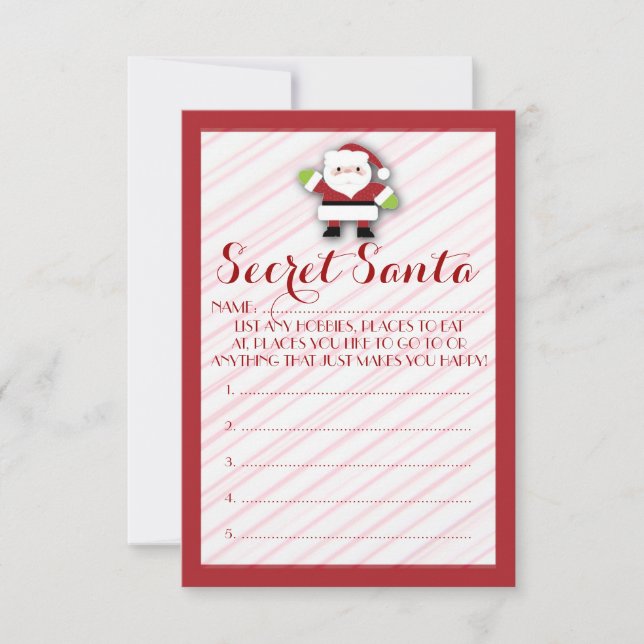 Rödrandiga Secret Santa anpassningsbara röstsedlar (Framsida)