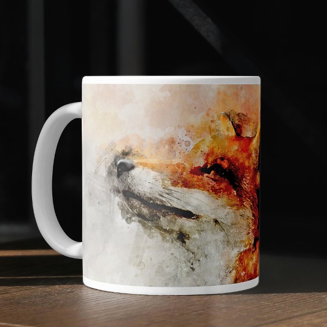 Rödräv Akvarellporträtt 01 Kaffemugg (Red Fox Watercolor Portrait 01. Coffee Mug)