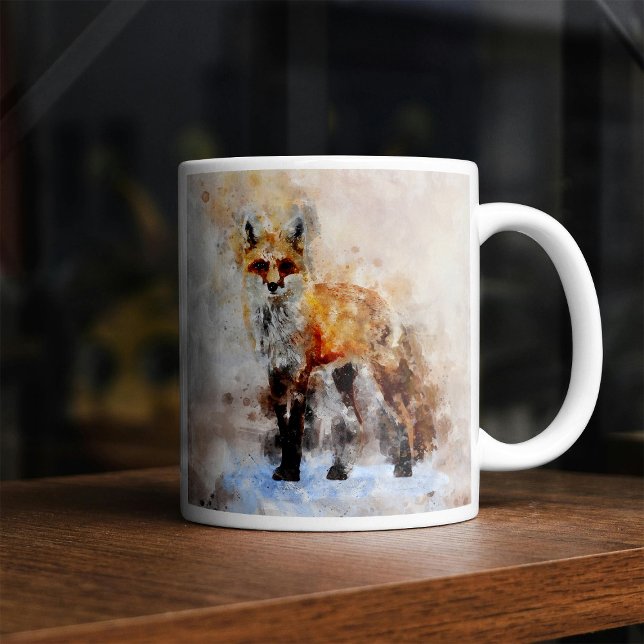 Rödräv Akvarellporträtt 02 Kaffemugg (Red Fox Watercolor Portrait 02. Coffee Mug)