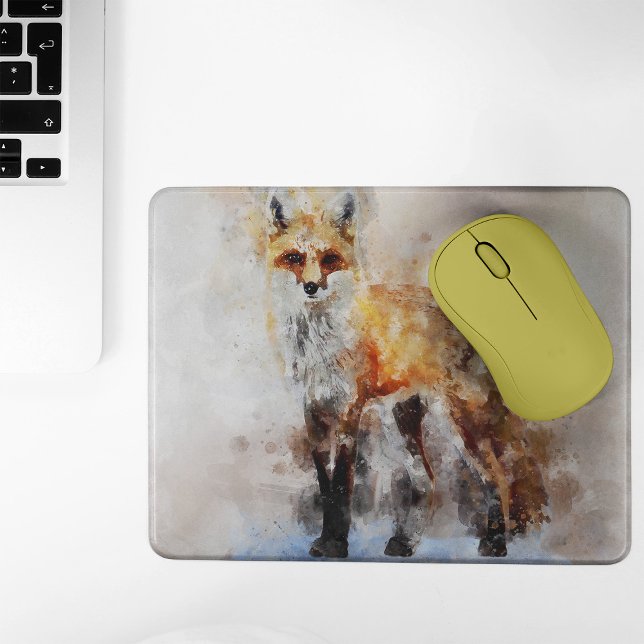 Rödräv Akvarellporträtt 02 Musmatta (Red Fox Watercolor Portrait 02. Mouse Pad)