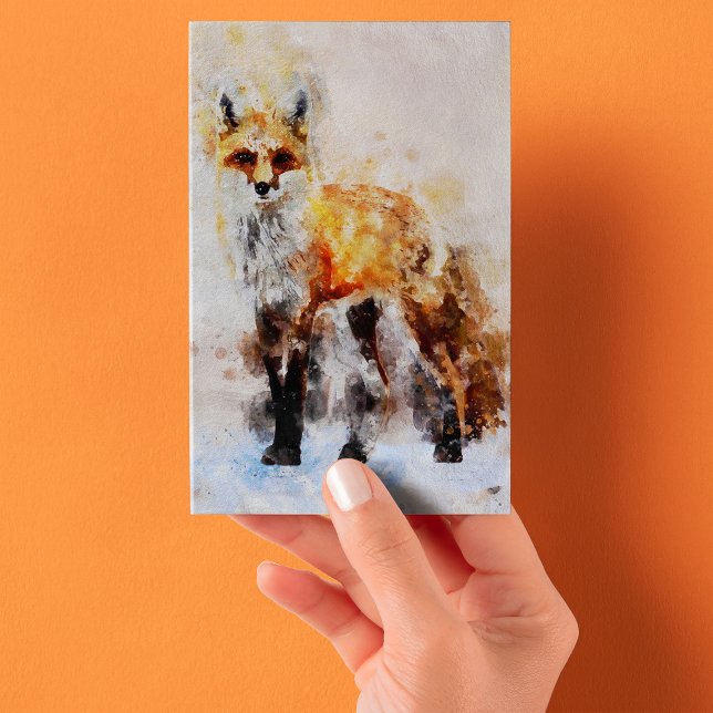 Rödräv Akvarellporträtt 02 Vykort (Red Fox Watercolor Portrait 02. Postcard)