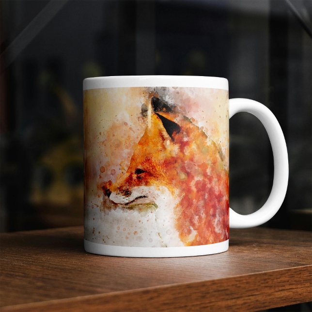 Rödräv Akvarellporträtt 03 Kaffemugg (Red Fox Watercolor Portrait 03. Coffee Mug)