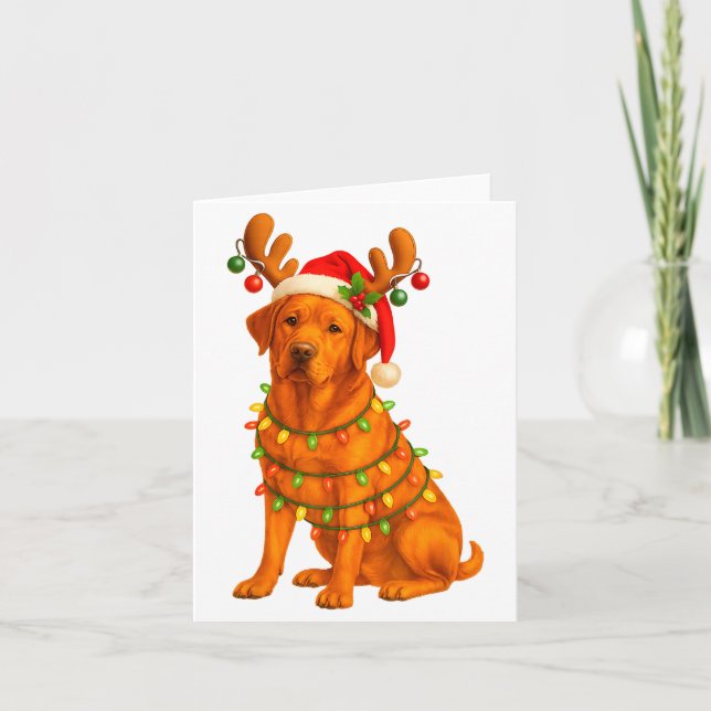 Rödräv Lab Julgransljus Pajamas Labrador Hund D Kort (Framsida)