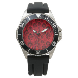 Rödregn färg/vatten tappar formen mönster armbandsur